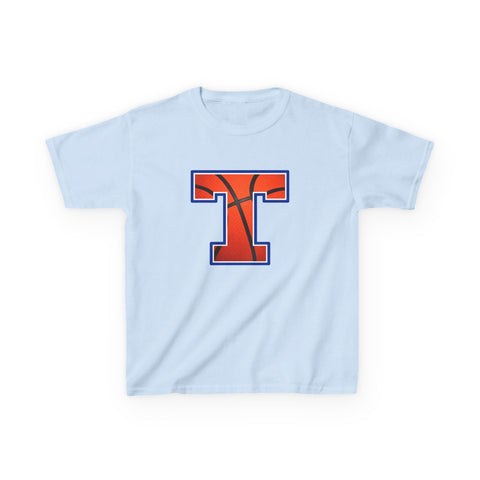 Tuslaw Mustangs Basketball Monogram Kids T-Shirt in Light Blue
