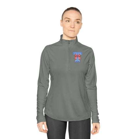 Tuslaw Mustangs Gingham Bow Monogram Women’s Quarter-Zip