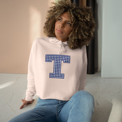 Tuslaw Mustangs Houndstooth Monogram Crop Hoodie