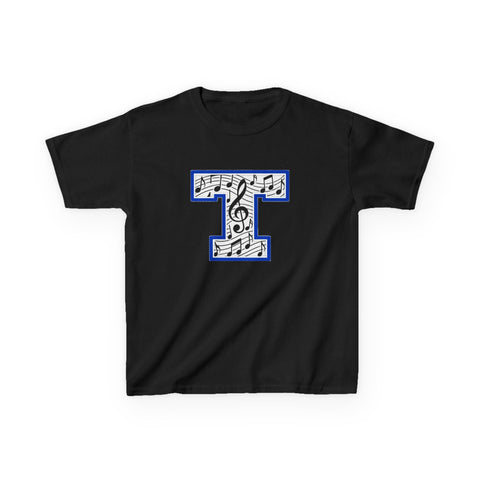 Tuslaw Mustangs Music Monogram Kids T-Shirt in Black