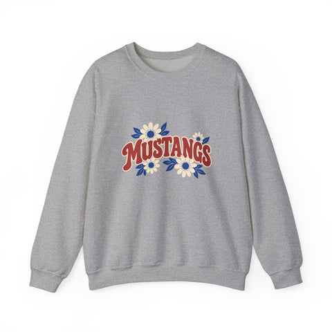 Tuslaw Mustangs in Bloom Crewneck Sweatshirt in Sport Grey