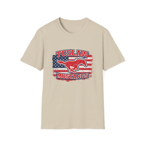 Tuslaw Mustangs — Vintage American Flag T-Shirt