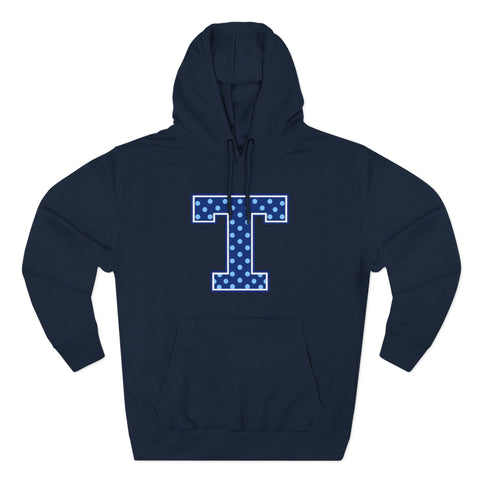 Tuslaw Mustangs — Blue Polka Dot Monogram Hoodie (No Bow) in Navy