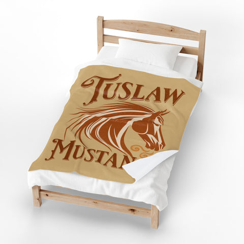Tuslaw Mustangs Vintage Horse Velveteen Plush Blanket