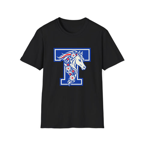 Tuslaw Mustangs — Floral Mane Monogram T-Shirt in Black