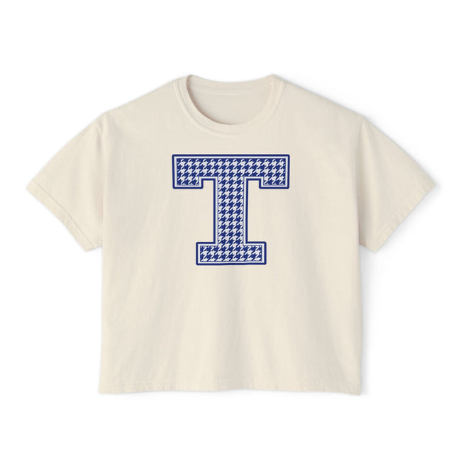 Tuslaw Mustangs Houndstooth Monogram Boxy T-Shirt