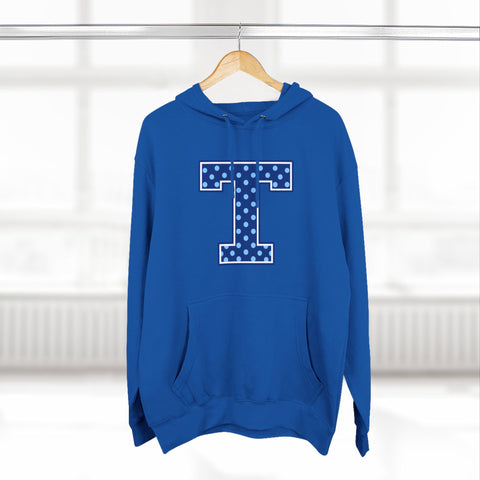 Tuslaw Mustangs — Blue Polka Dot Monogram Hoodie (No Bow)