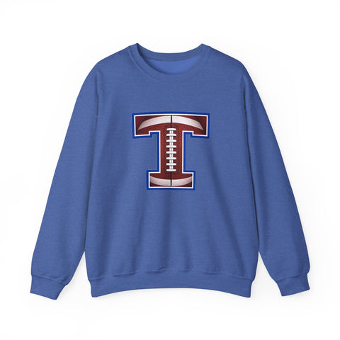 Tuslaw Mustangs Football Monogram Crewneck Sweatshirt in Heather Sport Royal