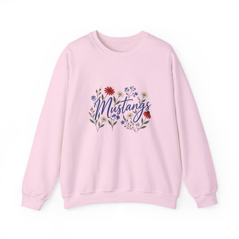 Tuslaw Mustangs Wildflower Garden Crewneck Sweatshirt in Light Pink