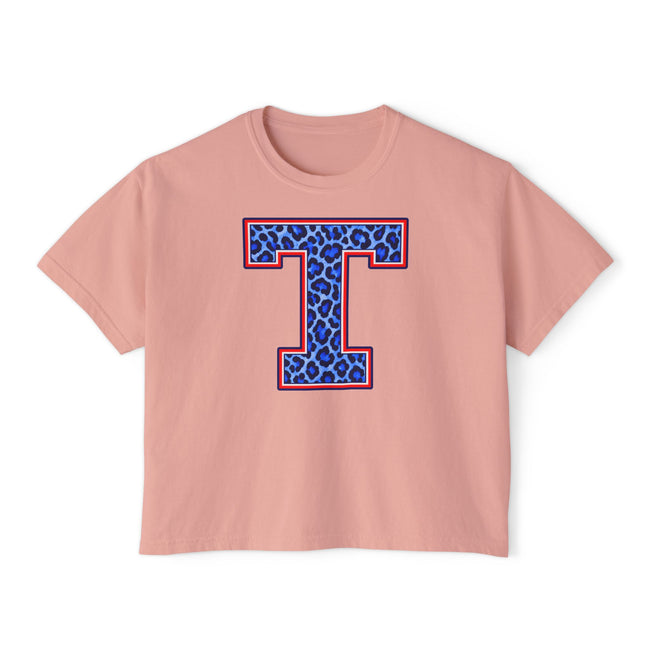 Tuslaw Mustangs Leopard Monogram Boxy T-Shirt
