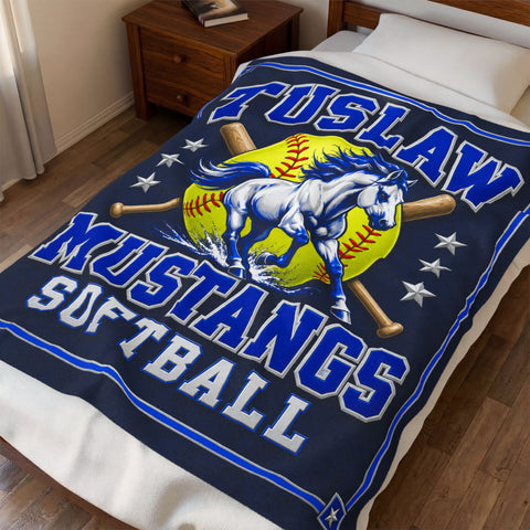 Tuslaw Mustangs Softball Velveteen Plush Blanket