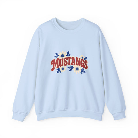 Tuslaw Mustangs in Bloom Crewneck Sweatshirt in Light Blue