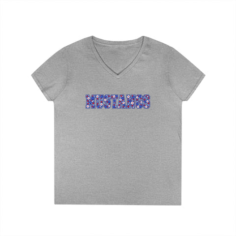 Tuslaw Mustangs Ladies - Floral Mustangs V-Neck T-Shirt
