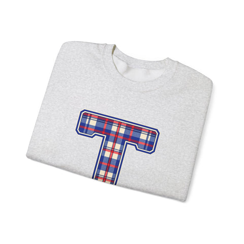 Tuslaw Mustangs Plaid Monogram Crewneck Sweatshirt