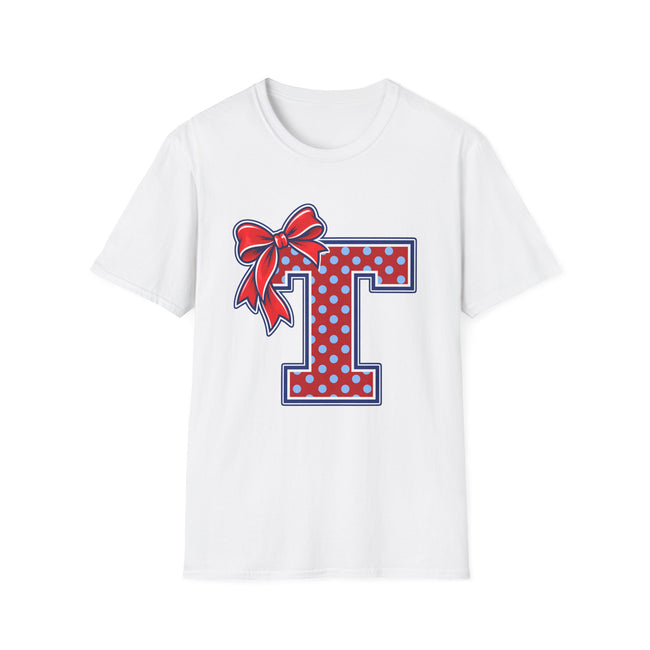Tuslaw Mustangs Red Polka Dot Monogram T-Shirt