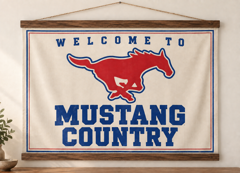 Tuslaw Mustangs — 'Welcome to Mustang Country' Wood-Topped Wall Tapestry
