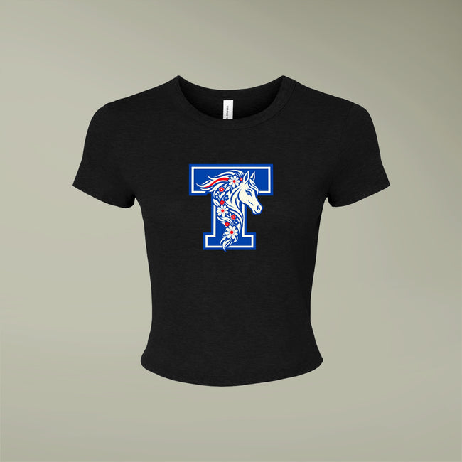 Tuslaw Mustangs Floral Mane Micro-Rib Baby Tee