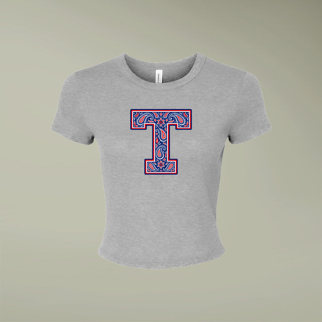 Tuslaw Mustangs Paisley Monogram Micro-Rib Baby Tee