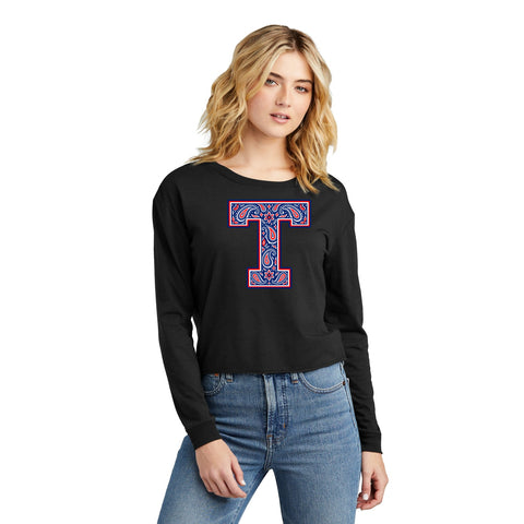 Tuslaw Mustangs Paisley Monogram Midi Long Sleeve Tee in Black