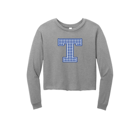 Tuslaw Mustangs Houndstooth Monogram Midi Long Sleeve Tee in Grey Frost