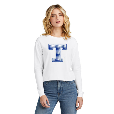 Tuslaw Mustangs Houndstooth Monogram Midi Long Sleeve Tee in White
