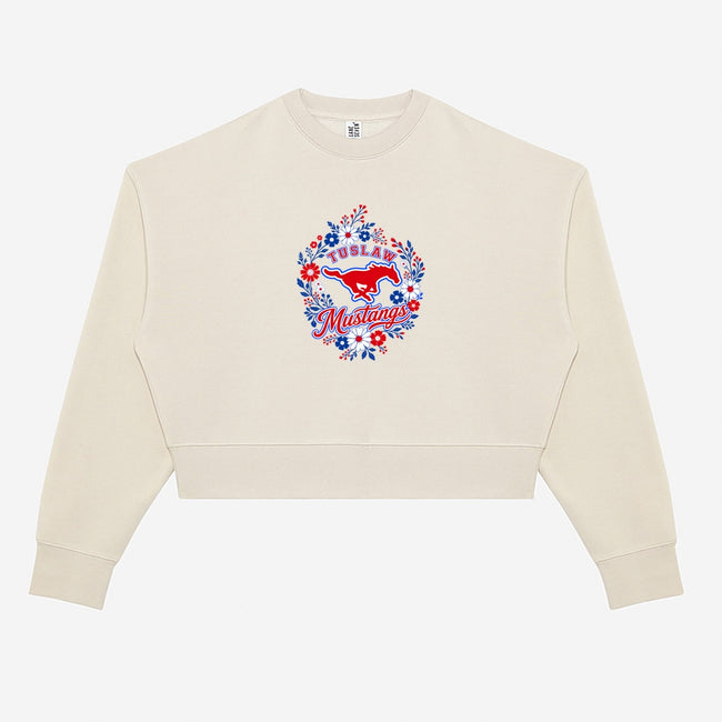 Tuslaw Mustangs Floral Wreath Crop Crewneck