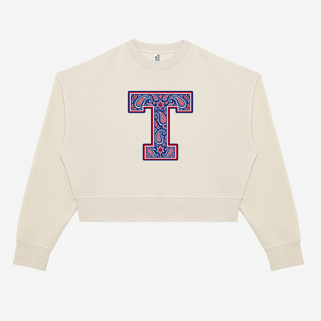 Tuslaw Mustangs Paisley Monogram Crop Crewneck