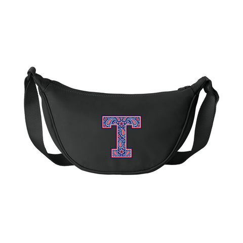 Tuslaw Mustangs Paisley Monogram Matte Crossbody Bag in Deep Black
