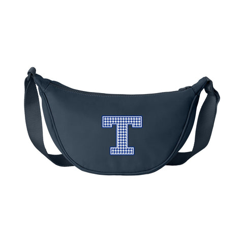 Tuslaw Mustangs Houndstooth Monogram Matte Crossbody Bag in River Blue Navy