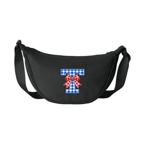 Tuslaw Mustangs Gingham Bow Monogram Matte Crossbody Bag in Deep Black