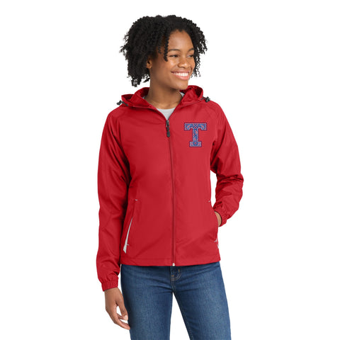 Tuslaw Mustangs Paisley Monogram Women’s Hooded Jacket in True Red/ White