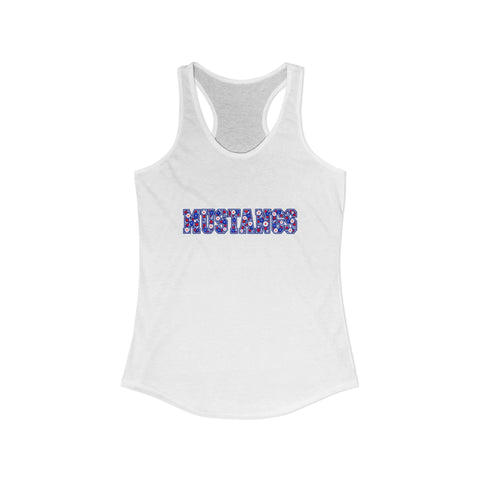 Tuslaw Mustangs Daisy Lettering Racerback Tank in Solid White
