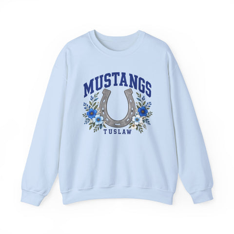 Tuslaw Mustangs Lucky Horseshoe Crewneck Sweatshirt in Light Blue