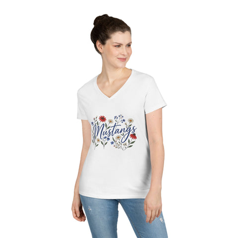 Tuslaw Mustangs Wildflower Garden Women’s V-Neck T-Shirt