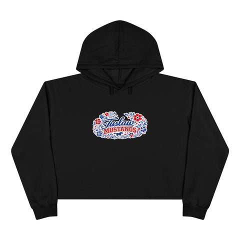 Tuslaw Mustangs Wildflower Script Crop Hoodie in Black
