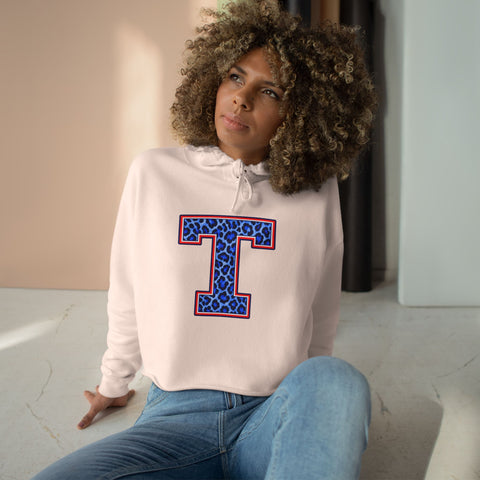 Tuslaw Mustangs Leopard Monogram Crop Hoodie