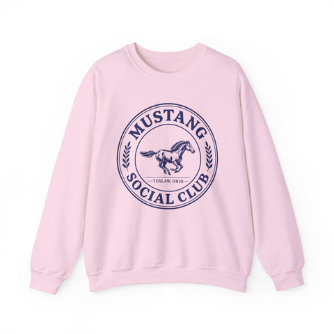 Tuslaw Mustang Social Club Crewneck Sweatshirt in Light Pink