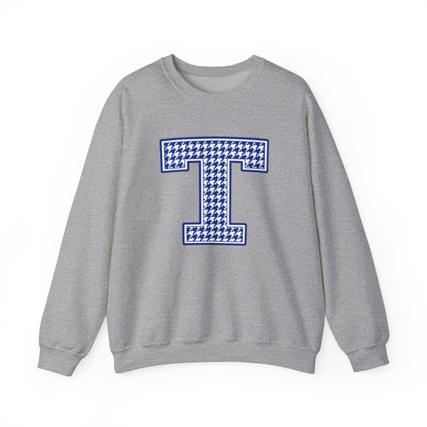 Tuslaw Mustangs Houndstooth Monogram Crewneck Sweatshirt in Sport Grey