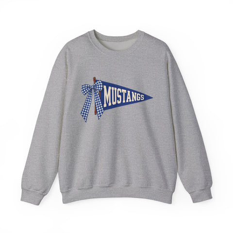 Tuslaw Mustangs Bow and Pennant Crewneck Sweatshirt in Sport Grey