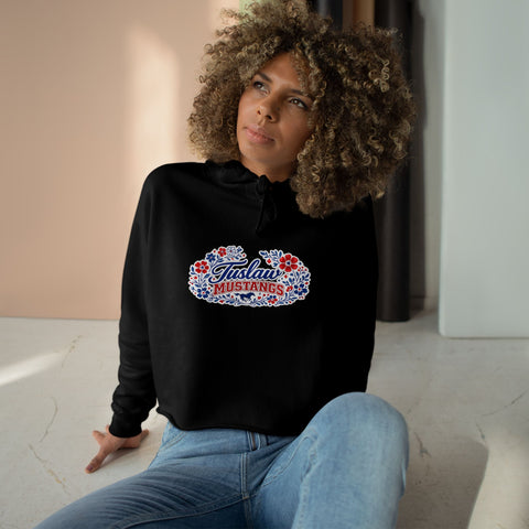 Tuslaw Mustangs Wildflower Script Crop Hoodie