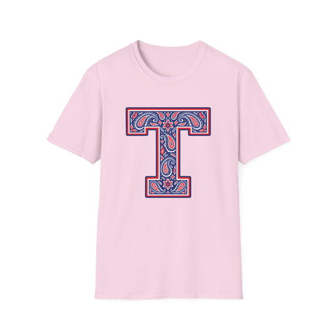 Tuslaw Mustangs Paisley Monogram T-Shirt in Light Pink