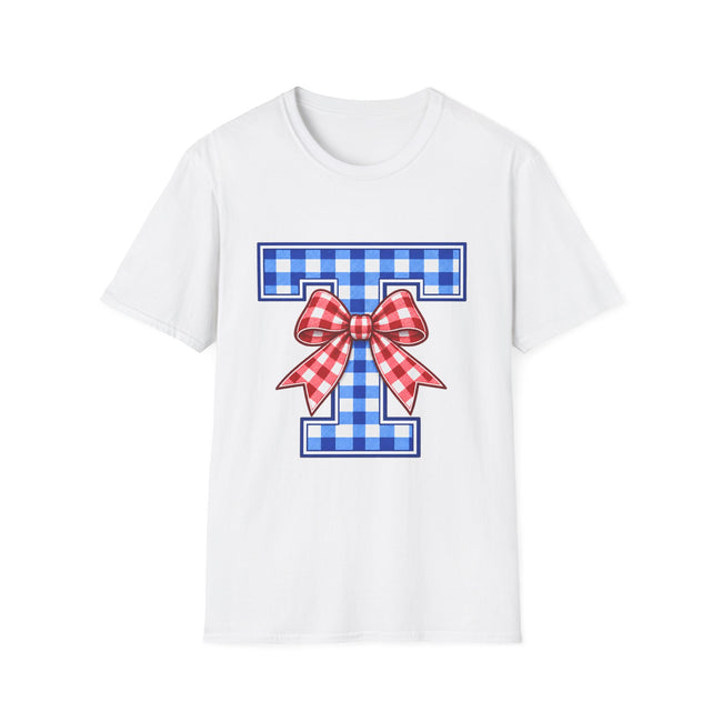Tuslaw Mustangs Gingham Style Monogram T-Shirt