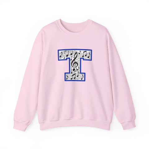 Tuslaw Mustangs Music Monogram Crewneck Sweatshirt in Light Pink