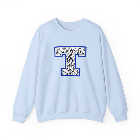 Tuslaw Mustangs Music Monogram Crewneck Sweatshirt in Light Blue