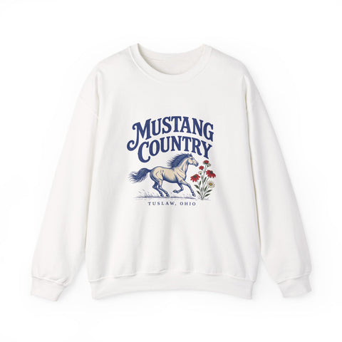 Tuslaw Mustangs Mustang Country Crewneck Sweatshirt in White