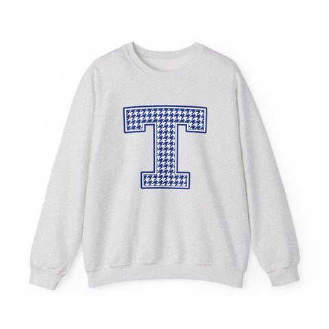 Tuslaw Mustangs Houndstooth Monogram Crewneck Sweatshirt in Ash