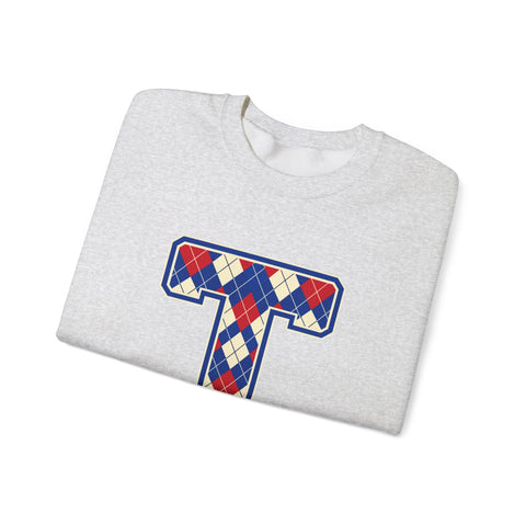 Tuslaw Mustangs Argyle Monogram Crewneck Sweatshirt
