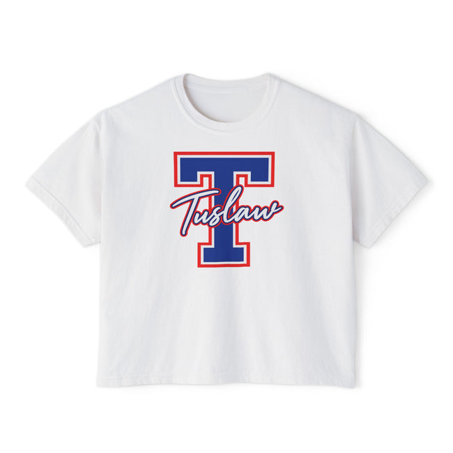 Tuslaw Mustangs Classic Script Monogram Boxy T-Shirt