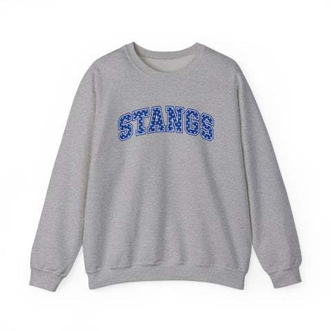 Tuslaw Mustangs — Blue Polka Dot STANGS Crewneck in Sport Grey