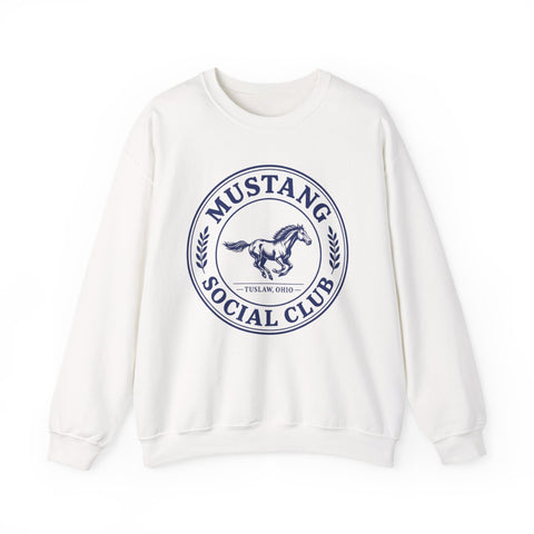 Tuslaw Mustang Social Club Crewneck Sweatshirt in White